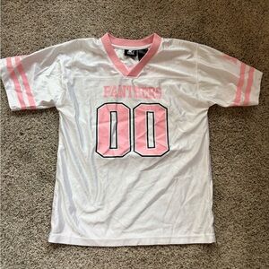 Panthers White and Pink Jersey Top